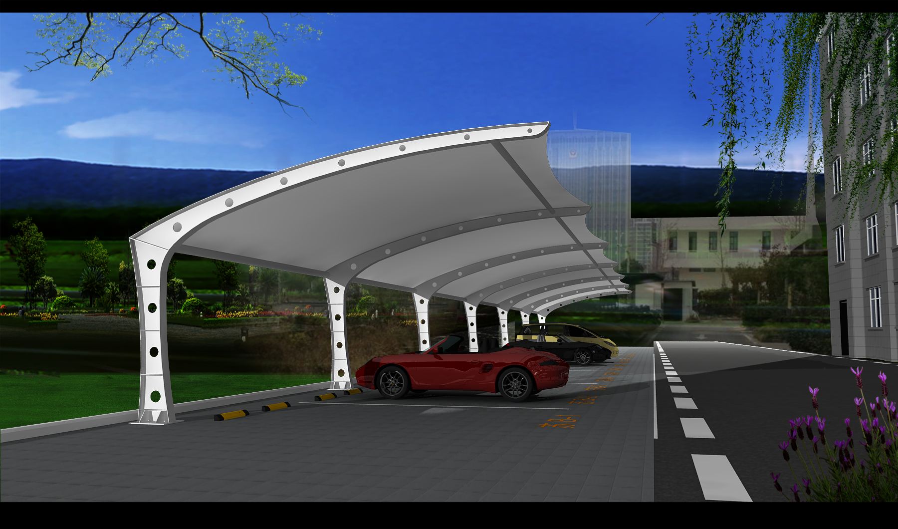 膜結構車棚是如何實現快速落地的